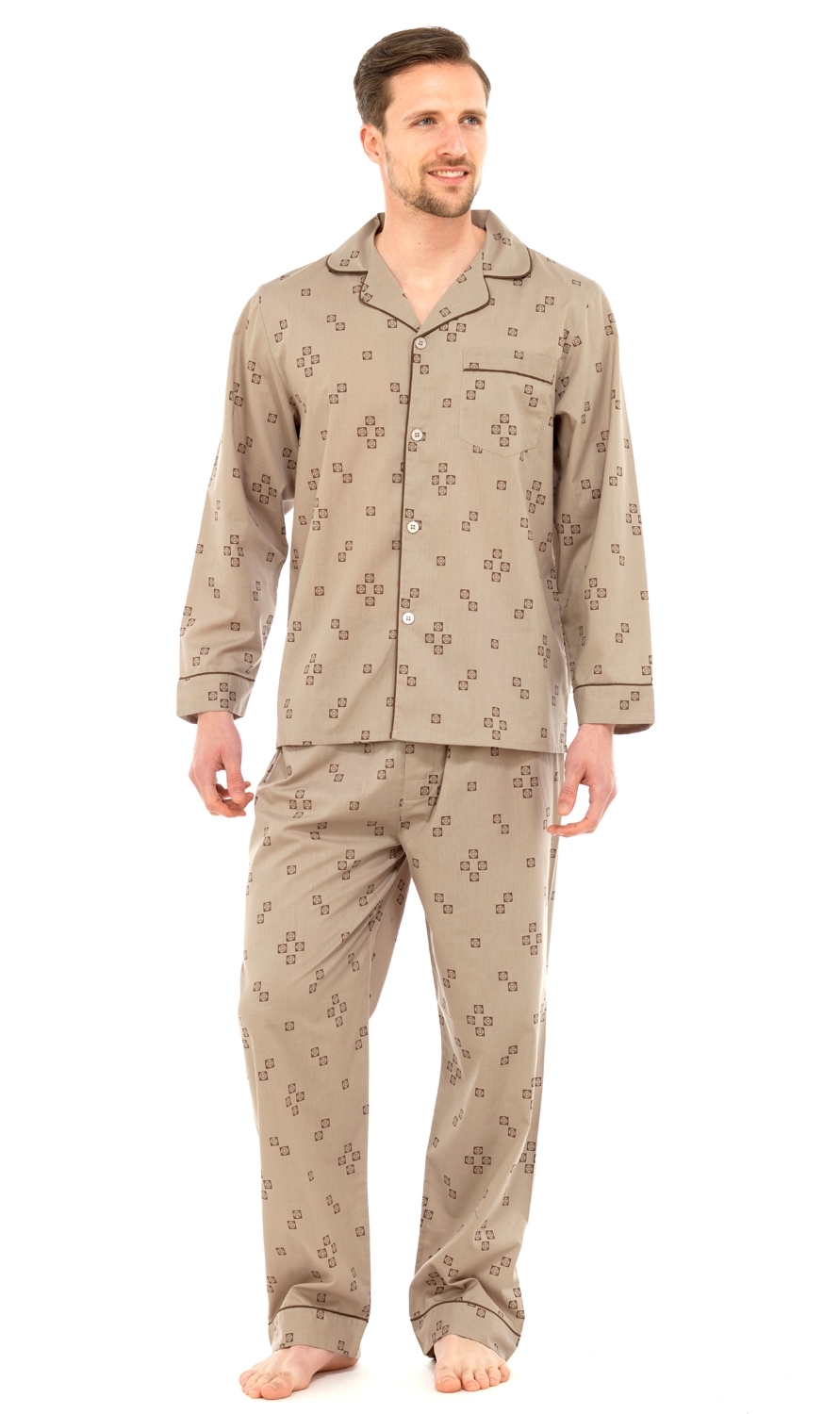 Mens Traditional Pyjamas 2 Piece Classic Set Hospital Top + Bottoms